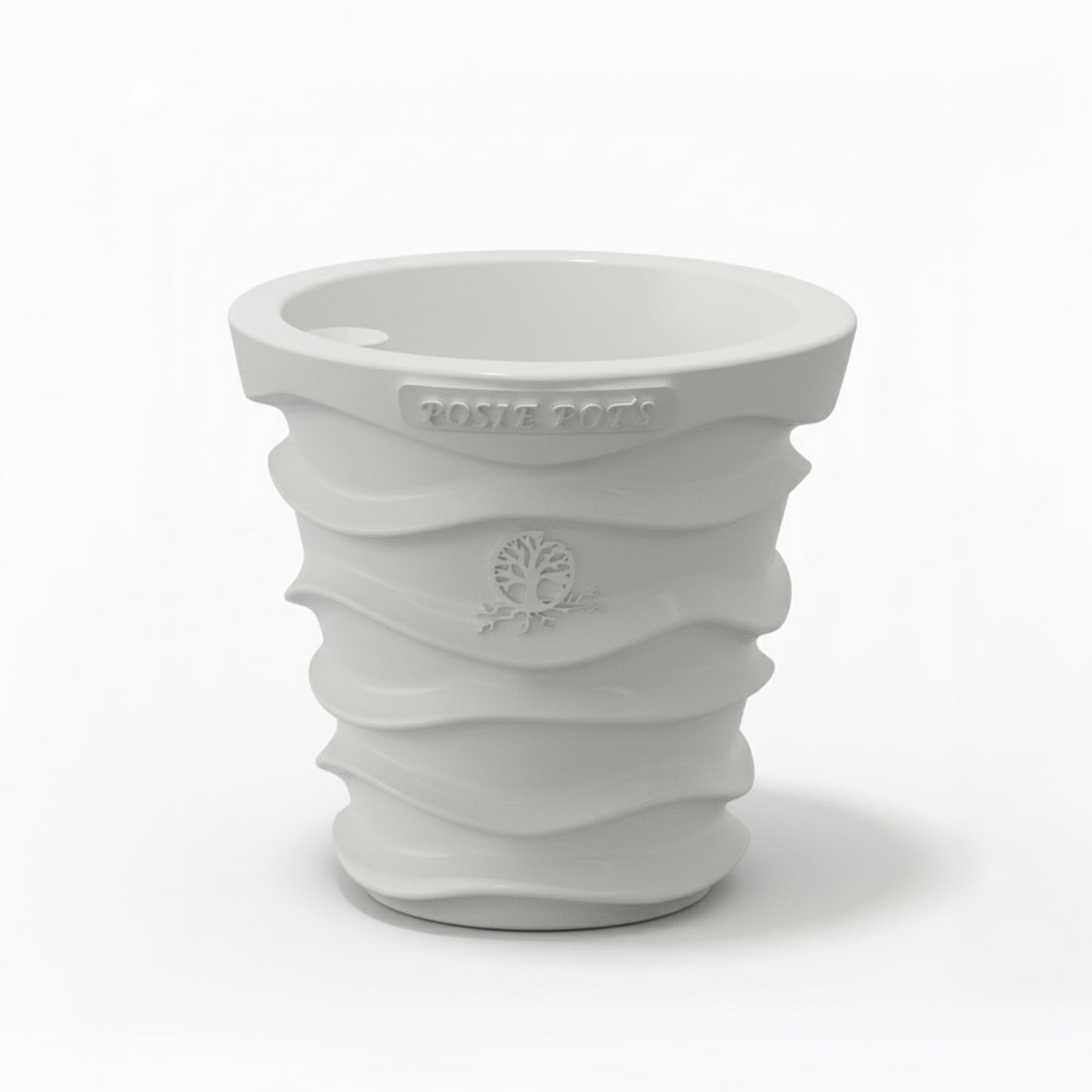 Posie Pot Medium Wave Self Watering Planter for Indoor Plants - 5x5 Inch Patented Pot with 10X Water Reservoir - Modern 3D Printed Desk Planter - Root Rot Free - Eco Friendly, Made in USA, White