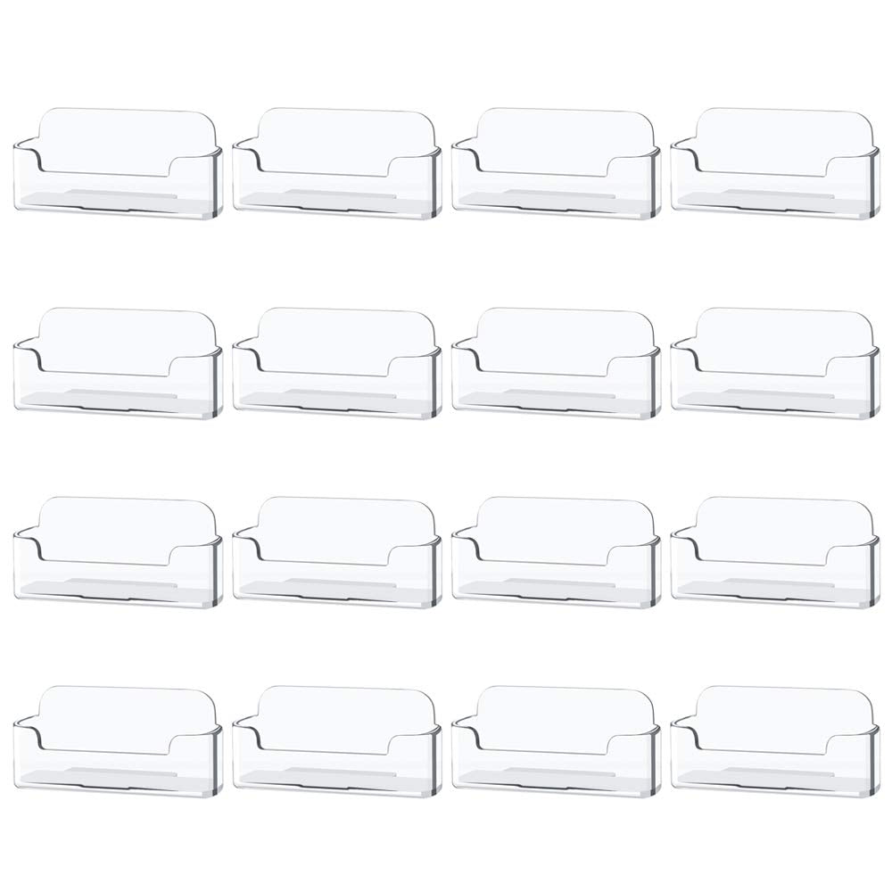 Qizpcer 16 Pack Clear Desktop Business Card Holder Display, Plastic Business Card Stand for Office