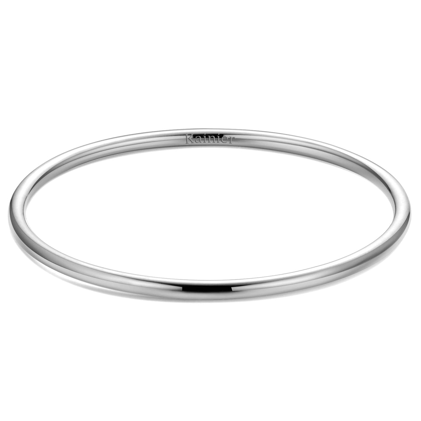 Kainier 3mm Bangle Bracelet Stainless Steel Glossy Stackable Thin Round Bangle Bracelet for Women Solid Plain Polished Bracelet Best Gifts for Love (Steel, 65)