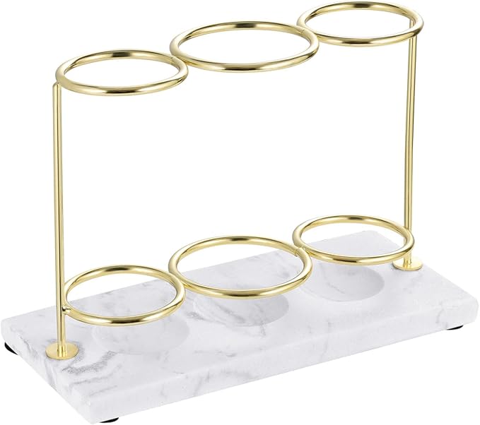 Emibele Electric Toothbrush Holder, 3 Slots 2-Layer Resin Electric Toothbrush Holder Bathroom Toothpaste Razor Storage Non-slip Organizer for Bathroom Toothbrush Toothpaste Cleanser, Gold Marble White