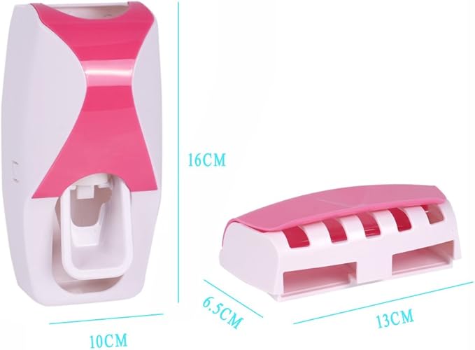 WAYCOM Dust-Proof Toothpaste Dispenser Toothpaste Squeezer Kit (Pink)