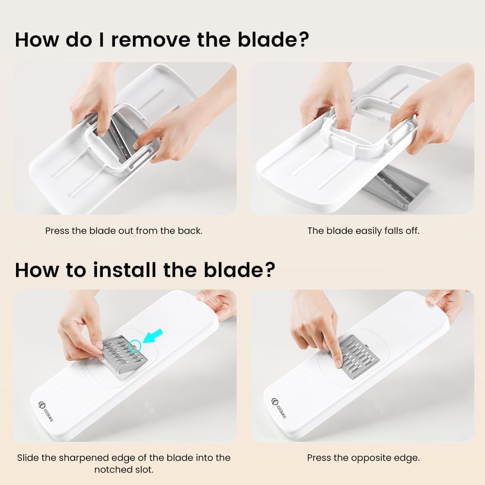 KEOUKE 8-in-1 Vertical Vegetable Chopper Mandoline Slicer with Container White - Safe Tap Out Dicer with Hand Guard for Kitchen Easy Food Prep, Onion Potato Veggie Fruit