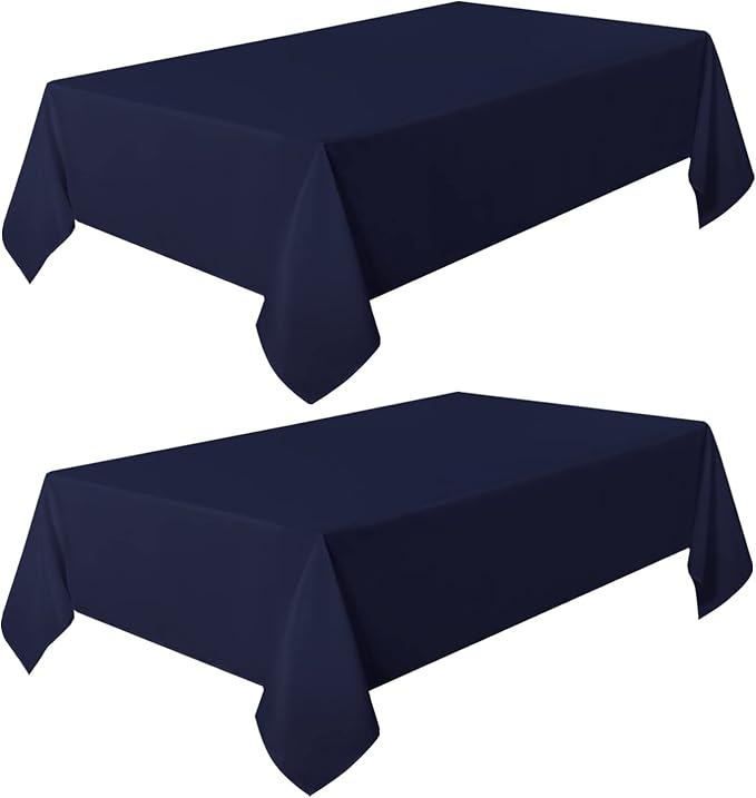 sancua 2 Pack Navy Tablecloth 54 x 78 Inch, Rectangle 4 Feet Table Cloth - Stain and Wrinkle Resistant Washable Polyester Table Cover for Dining Tables, Buffet Parties and Camping