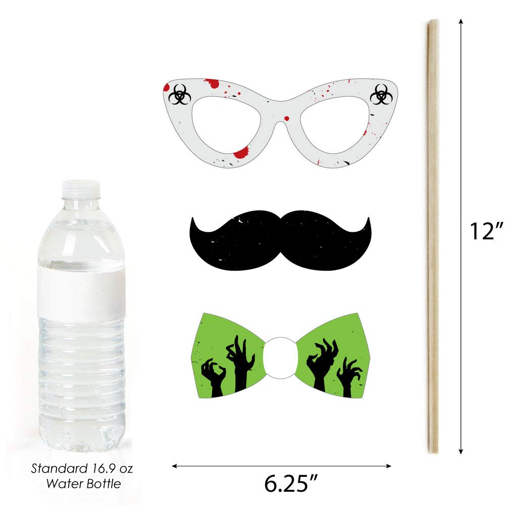 Big Dot of Happiness Zombie Zone - Halloween or Birthday Zombie Crawl Party Photo Booth Props Kit - 20 Count
