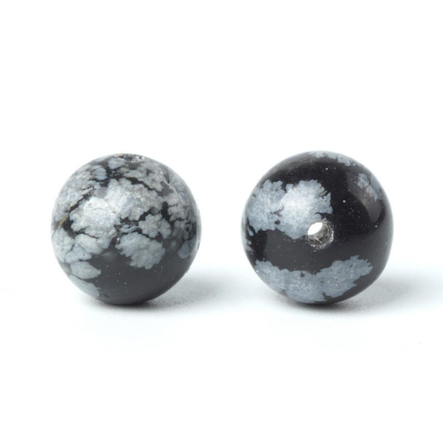 100Pcs Natural Stone 6mm Snowflake Round Loose Gemstone Energy Healing Beads Hole Size 1mm DIY Smooth Beads for Bracelet Necklace Earrings Jewelry Making