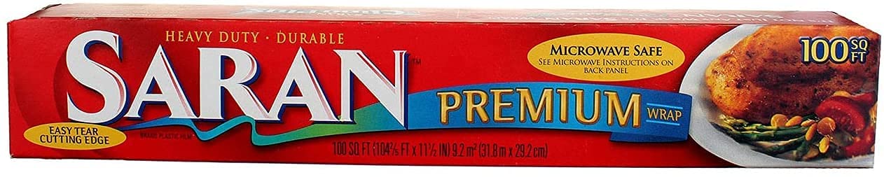Saran Premium Plastic Wrap, 100 Sq Ft (Pack of 3)