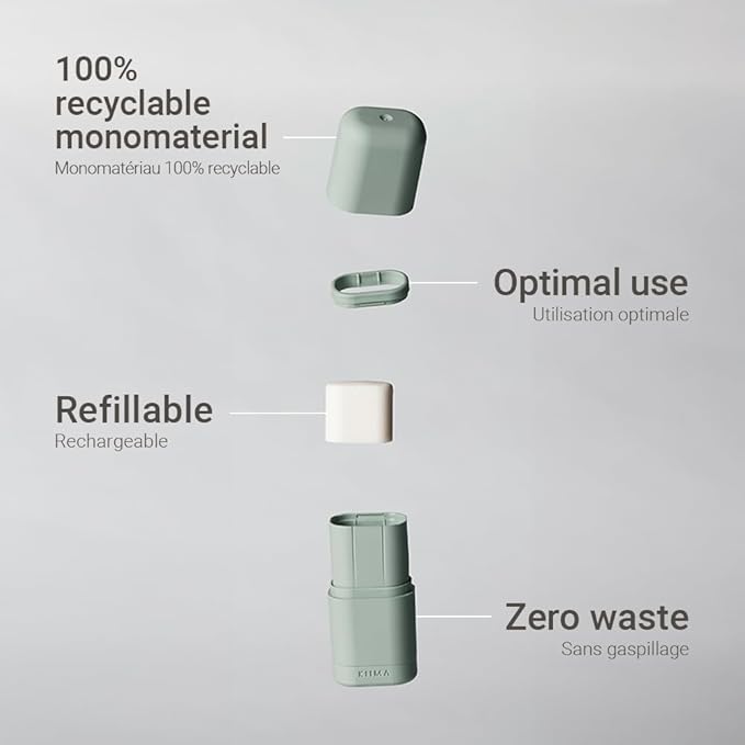 KIIMA Refillable Deodorant Floral Starter Kit 1 Applicator 2 Refills Edilos Green Beaver Fresh Verve & Freedom Natural Deodorant formulated without Aluminum or Parabens 38.5g (Pack of 2)