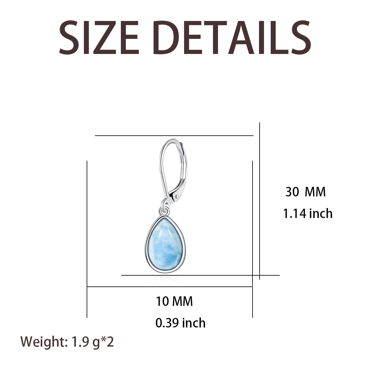 TALYKONG Larimar Earrings for Women Teardrop Leverback Dangle Drop Earings Jewelry for Women (larimar earrings)