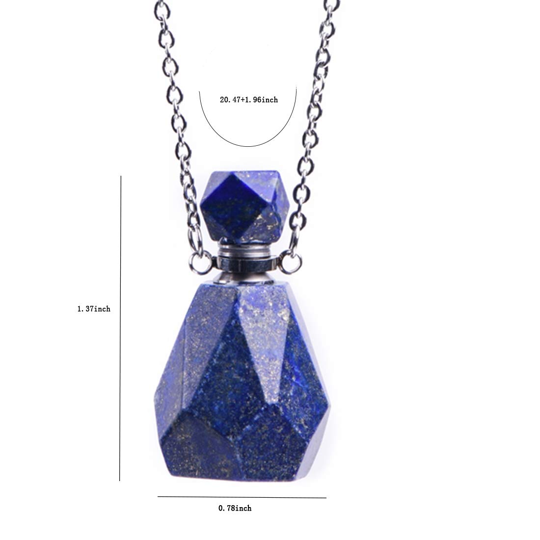 YGLINE Stone Essential Oil Diffuser Necklace for Women,Lapis Lazuli Healing Stone Perfume Bottle Pendant with Chain for Men