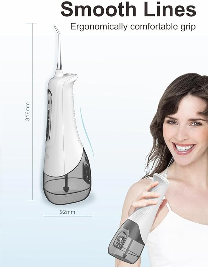 Cordless Water Flosser Oral Irrigator, 10oz Tank 4 Modes 1800 Pulses/Min IPX7 Waterproof, for Braces Care & Sensitive Gums, 4 Jet Tips Type-C Charging(White)