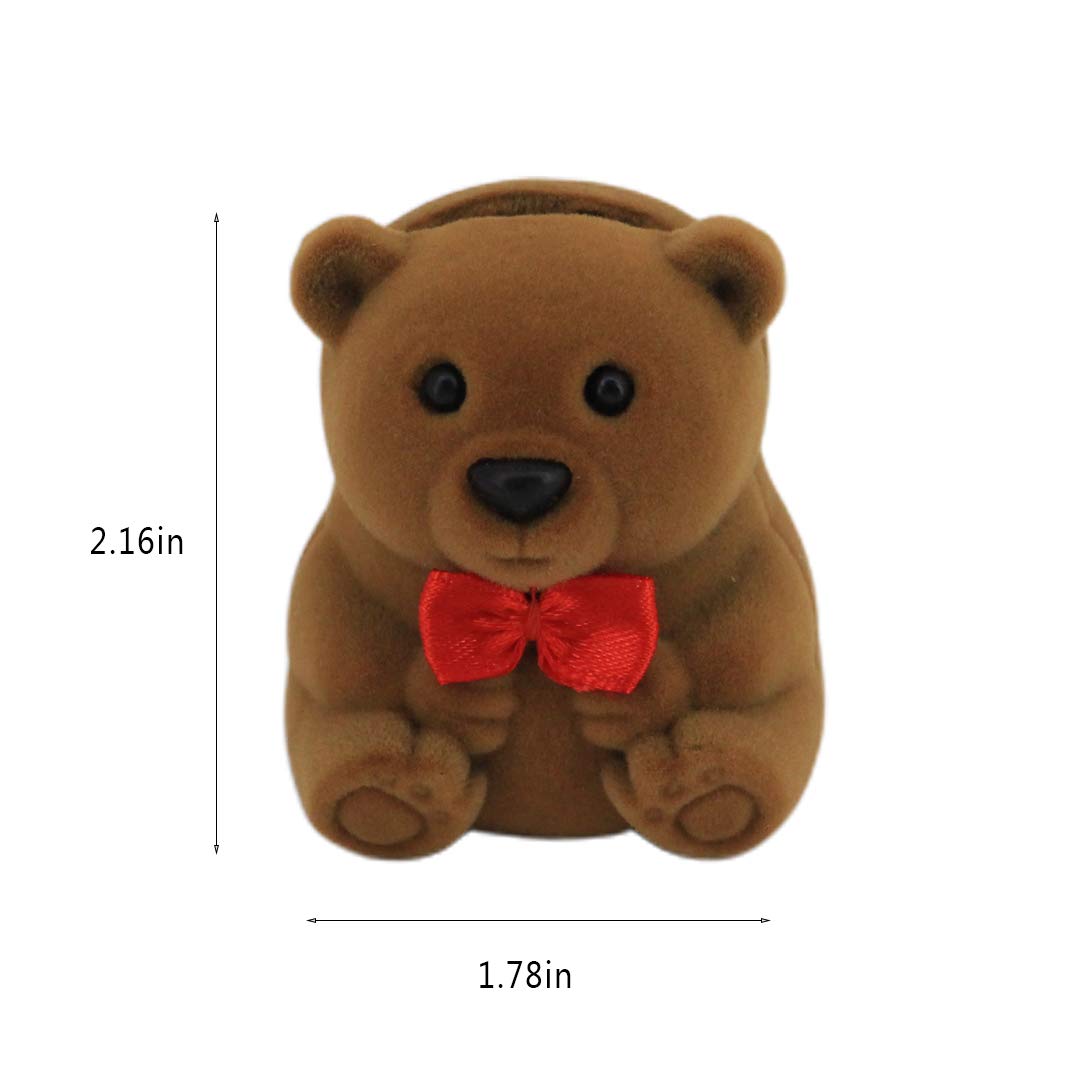 Naimo 2pcs Velvet Mini Bear Display Box Ring Pendant Earring Boxes Storage Case Gift Box for Proposal Engagement Wedding