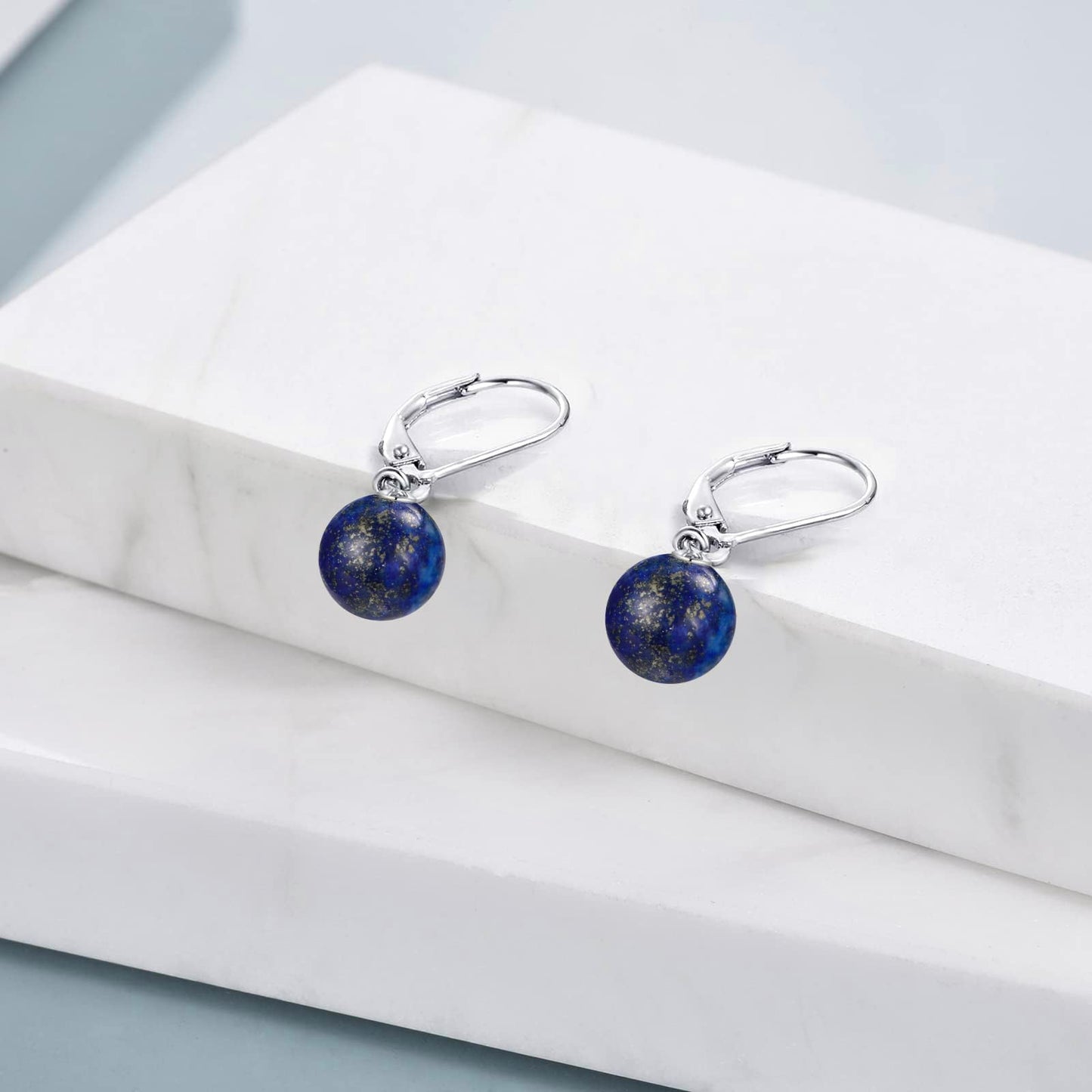 925 Sterling Silver Lapis Lazuli Leverback Earrings Blue Dangle Drop Jewelry Gifts for Women (Lapis Lazuli)