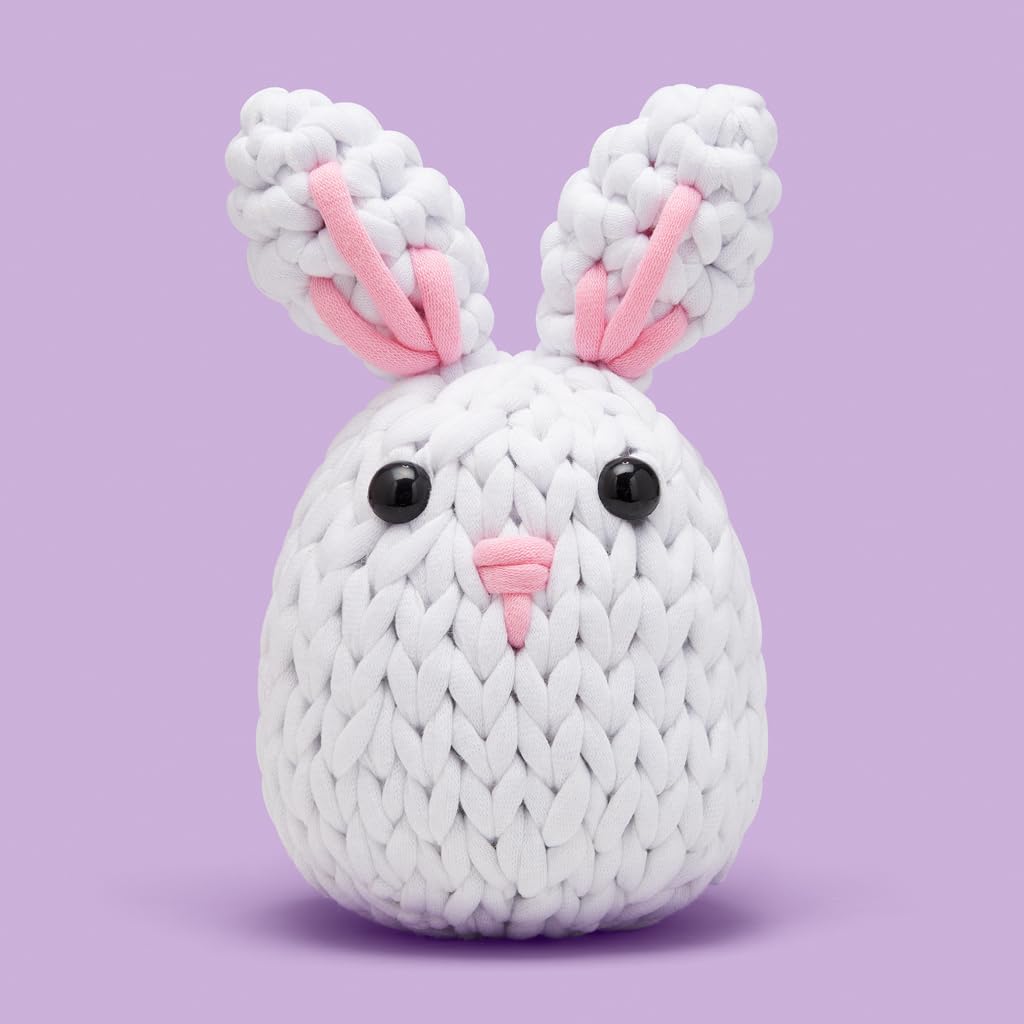 The Woobles Crochet Kit for Beginners with Easy Peasy Loopable Yarn, As Seen on Shark Tank - Easy Arts and Crafts Knitting & Crochet Animals Kit with Step-by-Step Video Tutorials (JoJo the Bunny)
