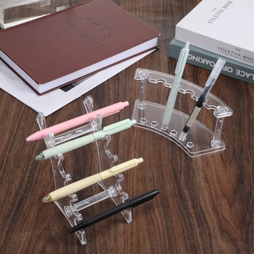 salbsever 4 Pack Pen Stand Display, Acrylic Brush Holder Clear Pen Holder 6-slots Display Stand for Makeup Brushes, Nail Brushes, Home Office Use