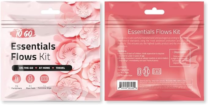 pH Advantage Essential Flows Period Kit - 3 Pantyliners, 2 Maxi Pads & Feminine Wipe | Hygiene Essentials for School, First Period