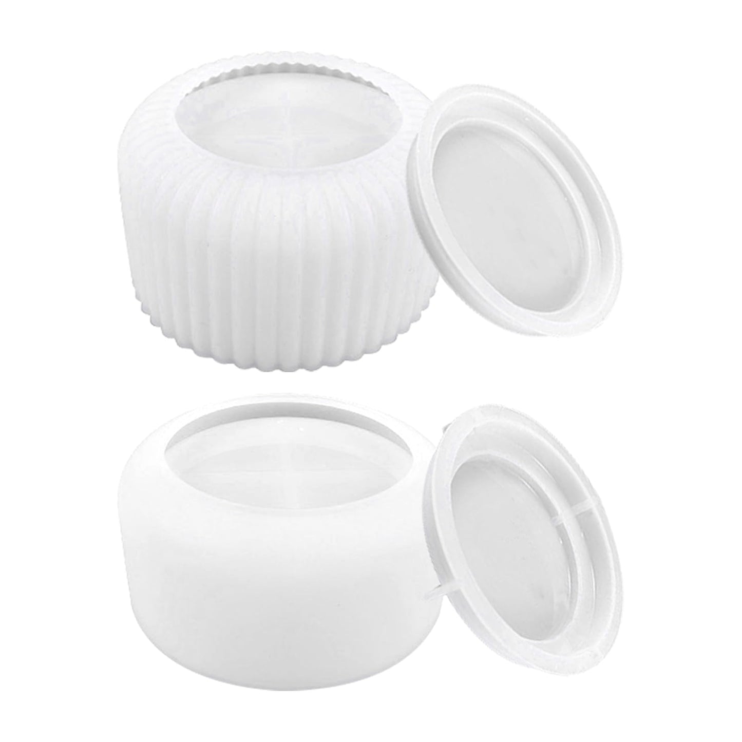 2PCS Storage Box with Lids Candle Jar Molds Set, Tea Light Candle Holder Silicone Molds for Resin, Round Shape Tealight Candle Molds for Epoxy Casting DIY Projects