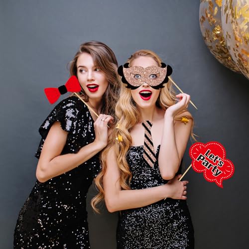 Happy Birthday Photo Booth Props, Women Girls Birthday Photoshoot Funny Bday Party Photography Props Favor Centerpiece Sticks Decorations 40 PCS