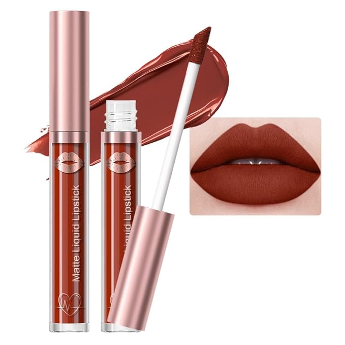 Matte Liquid Lipstick,Rose Pink Liquid Lip Stains, Long Lasting Waterproof Lip Gloss Makeup, Velvet Non-Stick Cup Lips Stain X-17#