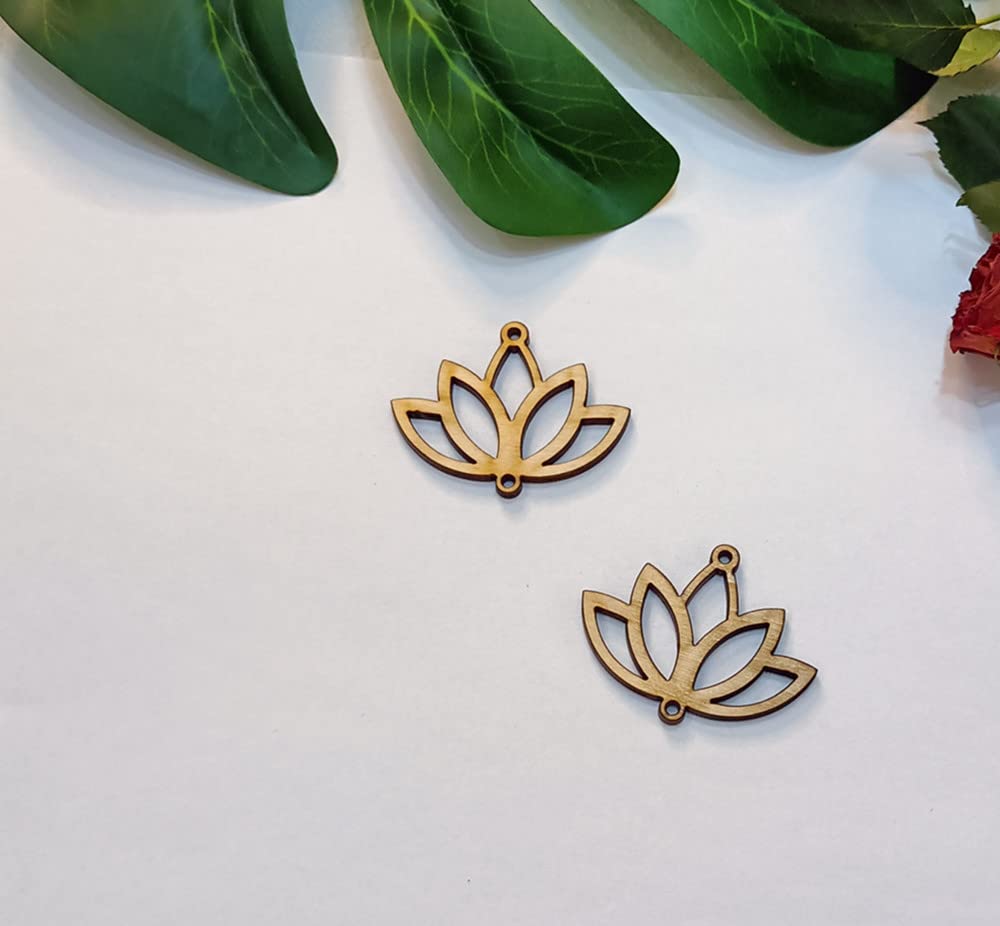30pcs of Lotus Shape Cutout Wood Earrings Blanks,DIY Unfinished Laser Cut Crafts,Wood Jewelry Accessories (2'')