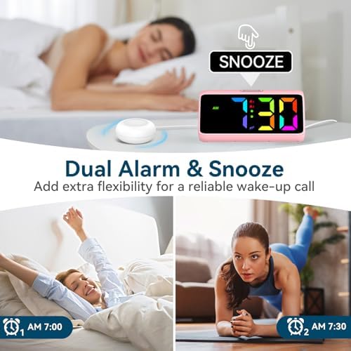 Netzu Loud Alarm Clock for Heavy Sleepers Pink