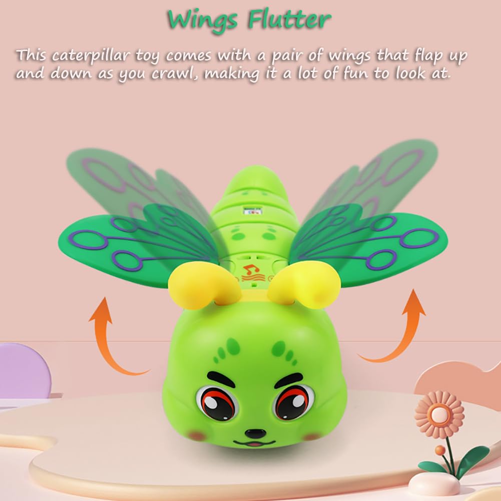 Miracland Stunt Spinning Caterpillar Toy - Electric 360 Rotating Musical Creeping Crawling Toy with Lights