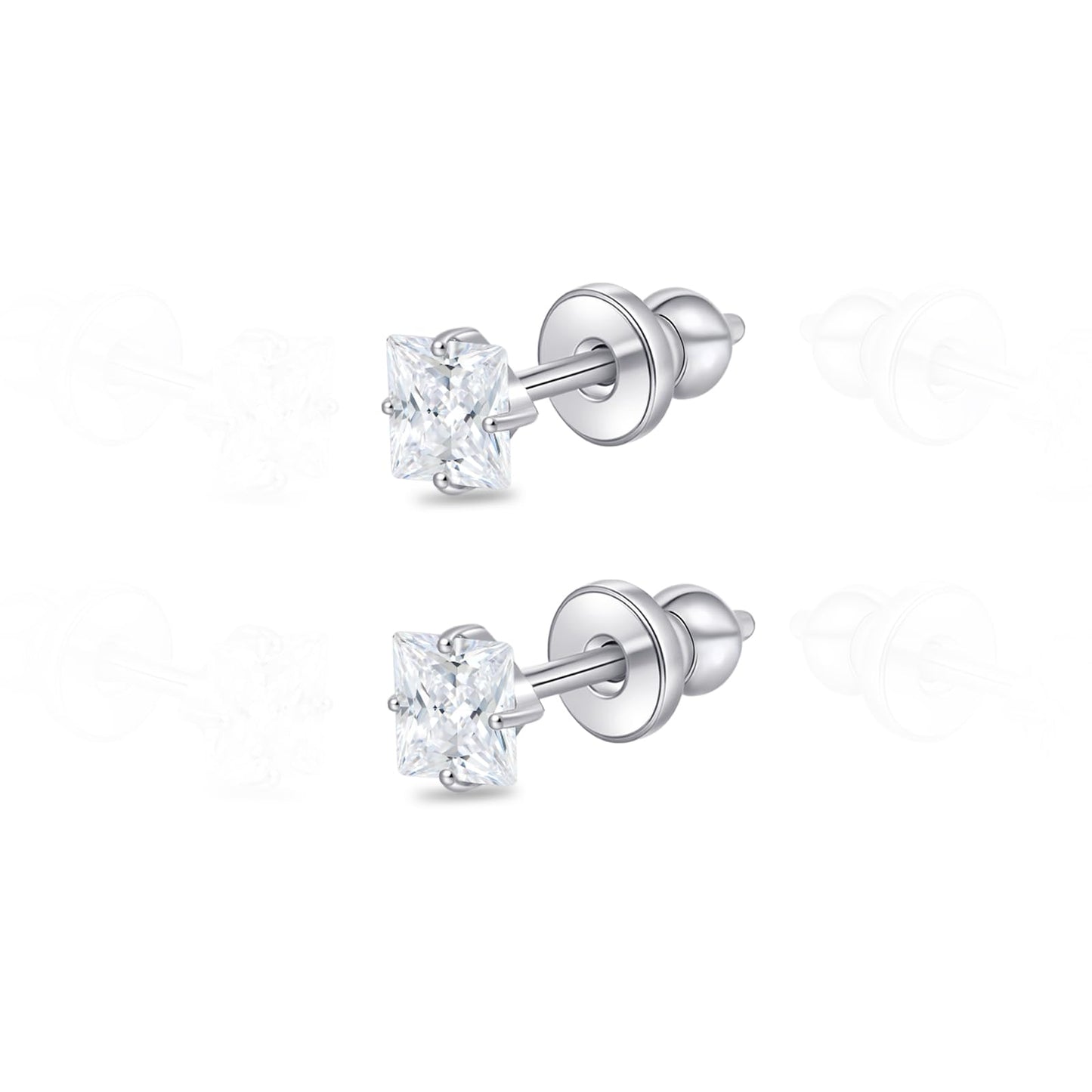 limerencia 18g Titanium Internally Threaded Tragus Piercing Jewelry CZ Top Flat Back Piercing Nose Studs Earring, Helix, Cartilage, Labret, Monroe for Women or Men (4mm, Clear White)