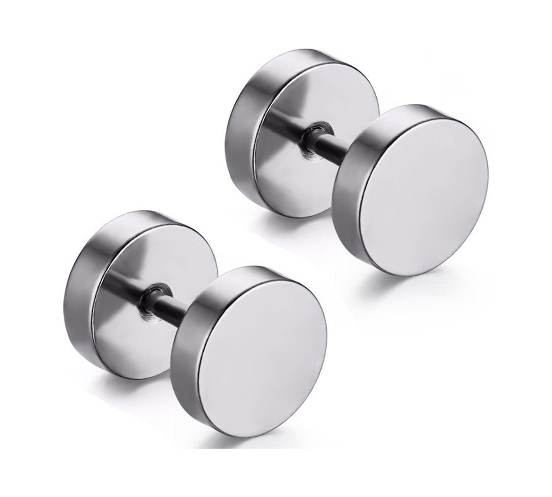 Xusamss Punk Body Piercing Titanium Steel Round Barbell Stud Earrings