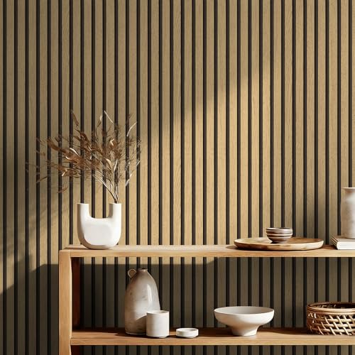 myforHD Wallpaper Peel and Stick Wood Grating Stripe Self-Adhesive Wallpaper Faux Wood Contact Paper Wood Slats Self Adhesive Wall Paper PVC Vinyl Film Removable Waterproof 17.3" x 393" - color: Wood F, size: 17.3" x 393.7"