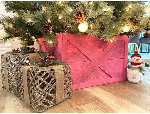 BARNWOODUSA Christmas Tree Collar or Box Made of Reclaimed Wood – Rustic Tr
