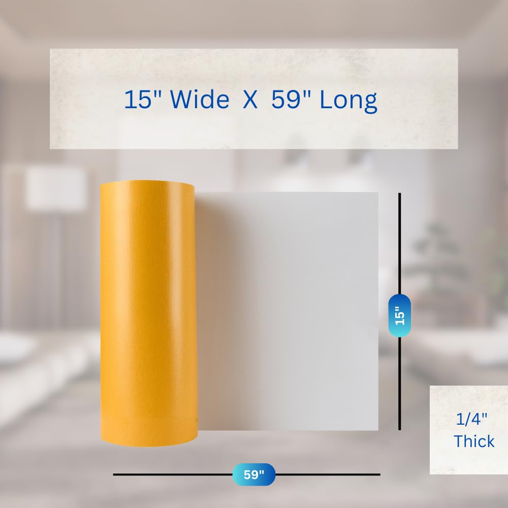 Premium High Density EVA Foam Sheet with Adhesive Backing 15” x 59” White Foam Mat - Craft Foam Sheet for Cosplay Costume, Crafts, Padding, DIY Projects and Insulation Weather Stripping Sheets Roll