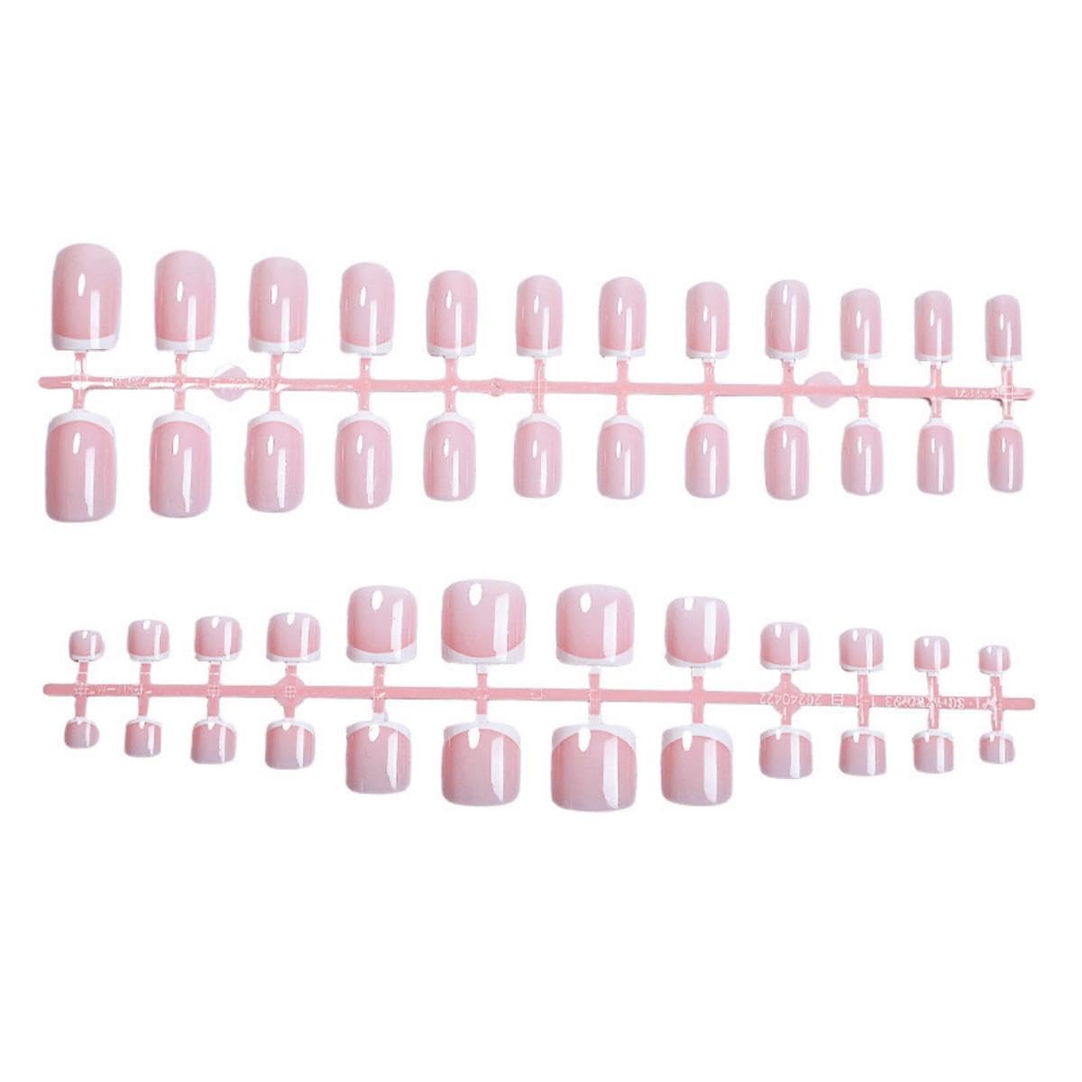48Pcs White French Tip Press on Toenails Press on Nails Short Square Fake Nails with Design Pink Glue on Nails Nude False Nails Glossy Reusable Summer Nails Toenails for Women Manicure