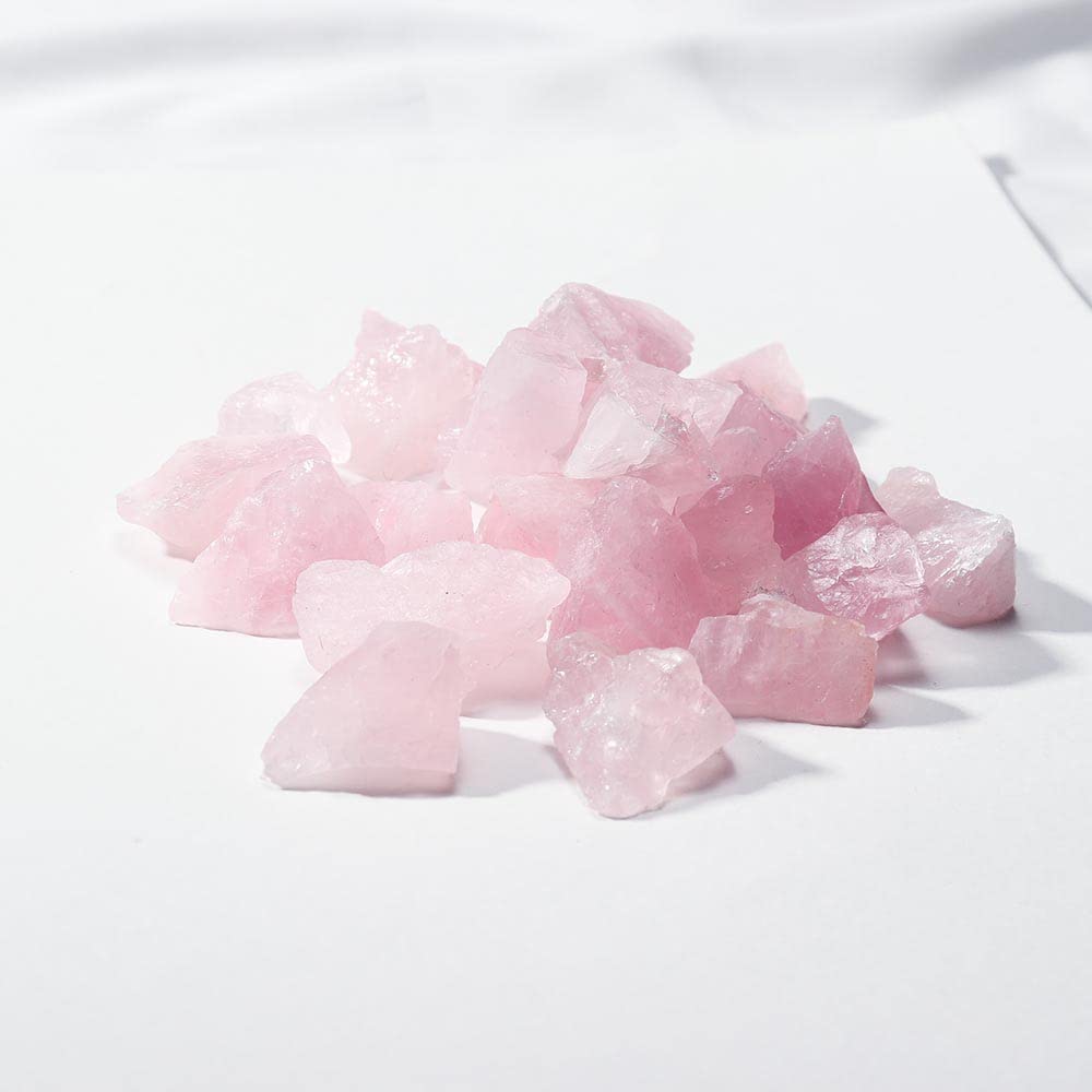 Apengshi 1/2 lb(230g） Natural Rose Quartz Crystal Tumbled Rough Stone Healing Crystal Chakra Raw Stone Meditation Reiki Collection