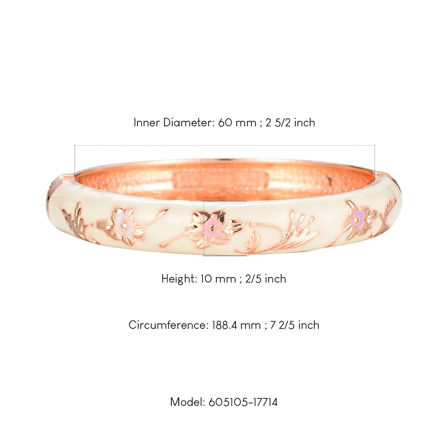 UJOY Enamel Bracelet Gorgeous Painting Wedding Birthday Gifts Cuff Bangles Jewelry Plated 55A81 White