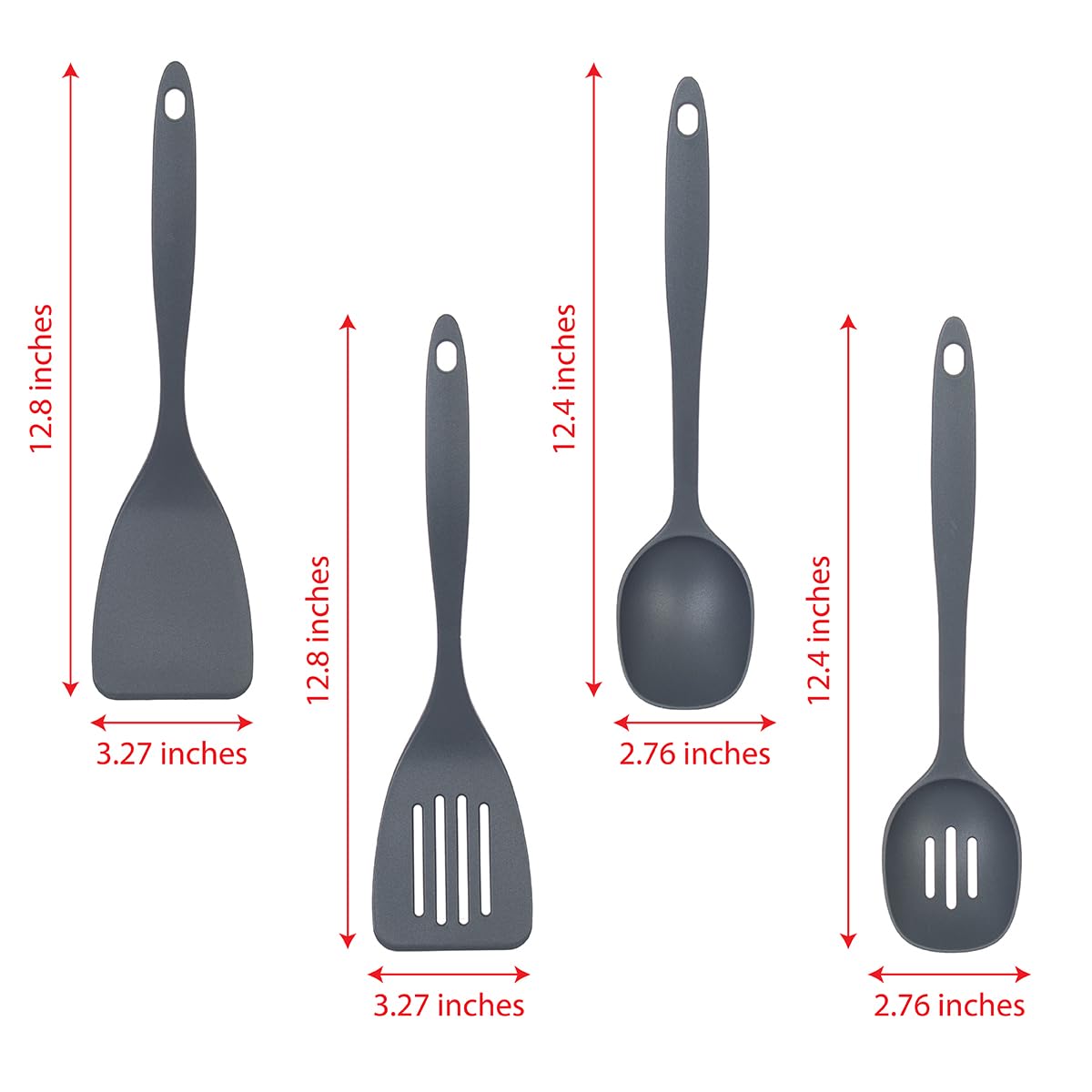 Glad Cooking Kitchen Utensils Set – 7 Pieces, Nylon Tools for Nonstick Cookware, Gray