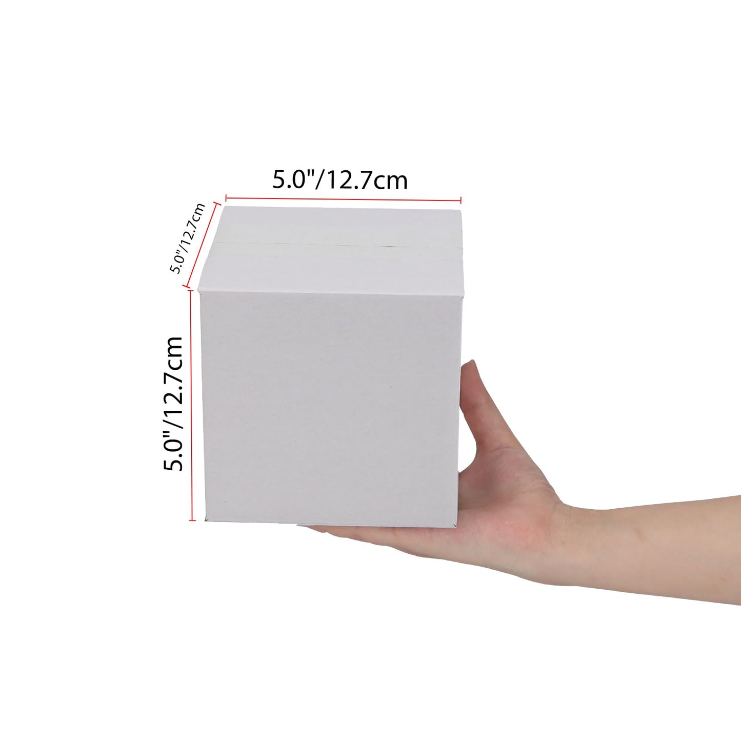 Calenzana 5x5x5 Inches Shipping Boxes Set of 50, White Corrugated Cardboard Box for Packing Mailing Small Business