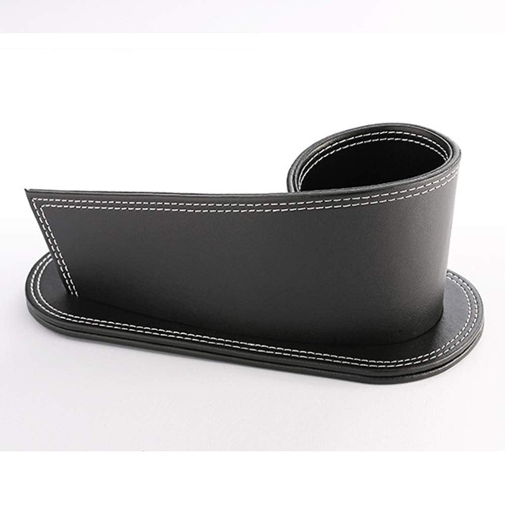RHCSZ Office Accessories Creative Stylish Leather Pen/Pencil Holder,Multi-Function Desktop Stationery Caddy Organizer & Business Cards Holder Stand(Black)
