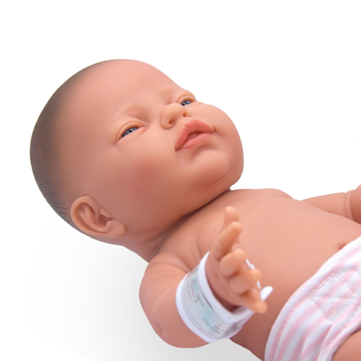 JC Toys 17" Realistic Newborn Baby Doll – Made in Spain, Soft Vinyl Body with Accessories, Dressed in Pink