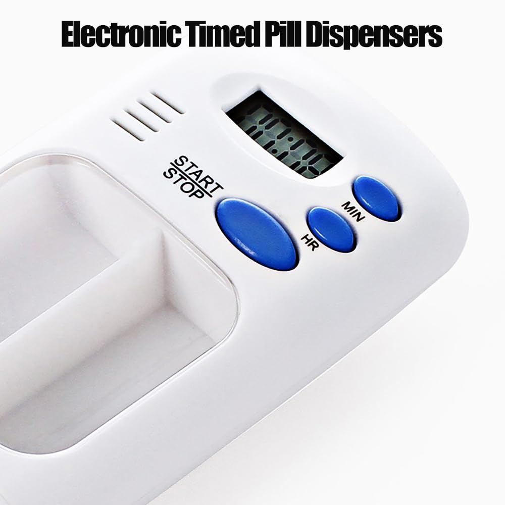 Electronic Timed Pill Dispensers,Digital Pill Organizer,Automatic Daily Pill Box Reminder with Beeping Alarm for Elderly Gift,Portable for Office Travel