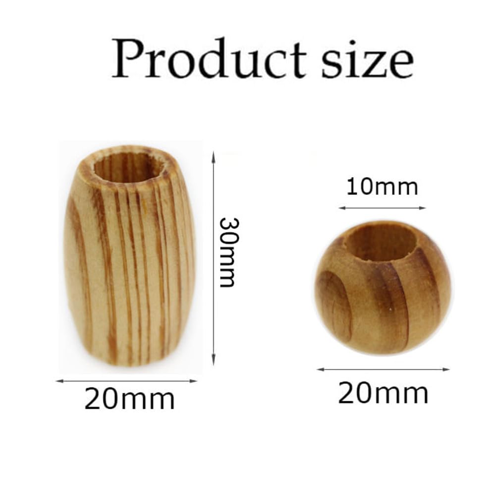 BetterJonny 140Pcs Large Hole Natural Wood Beads - Round Wooden Spacer Beads for Macrame Bracelet Jewelry Craft Making (2 Size)
