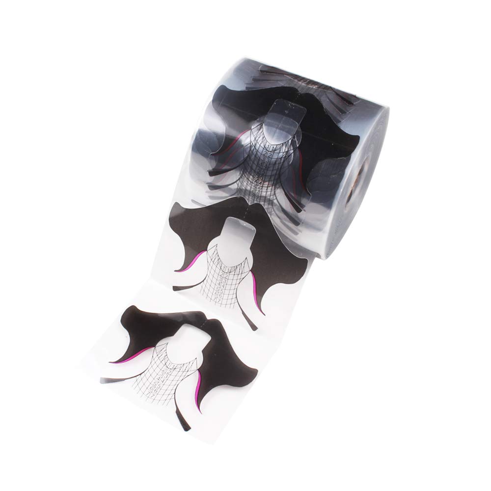 BeautyLeader 500 Pcs/Roll Nail Form Clear Nail Art Guide Form Acrylic UV Gel Tips Extension Black Butterfly Design UV Nail Extenion Sticker