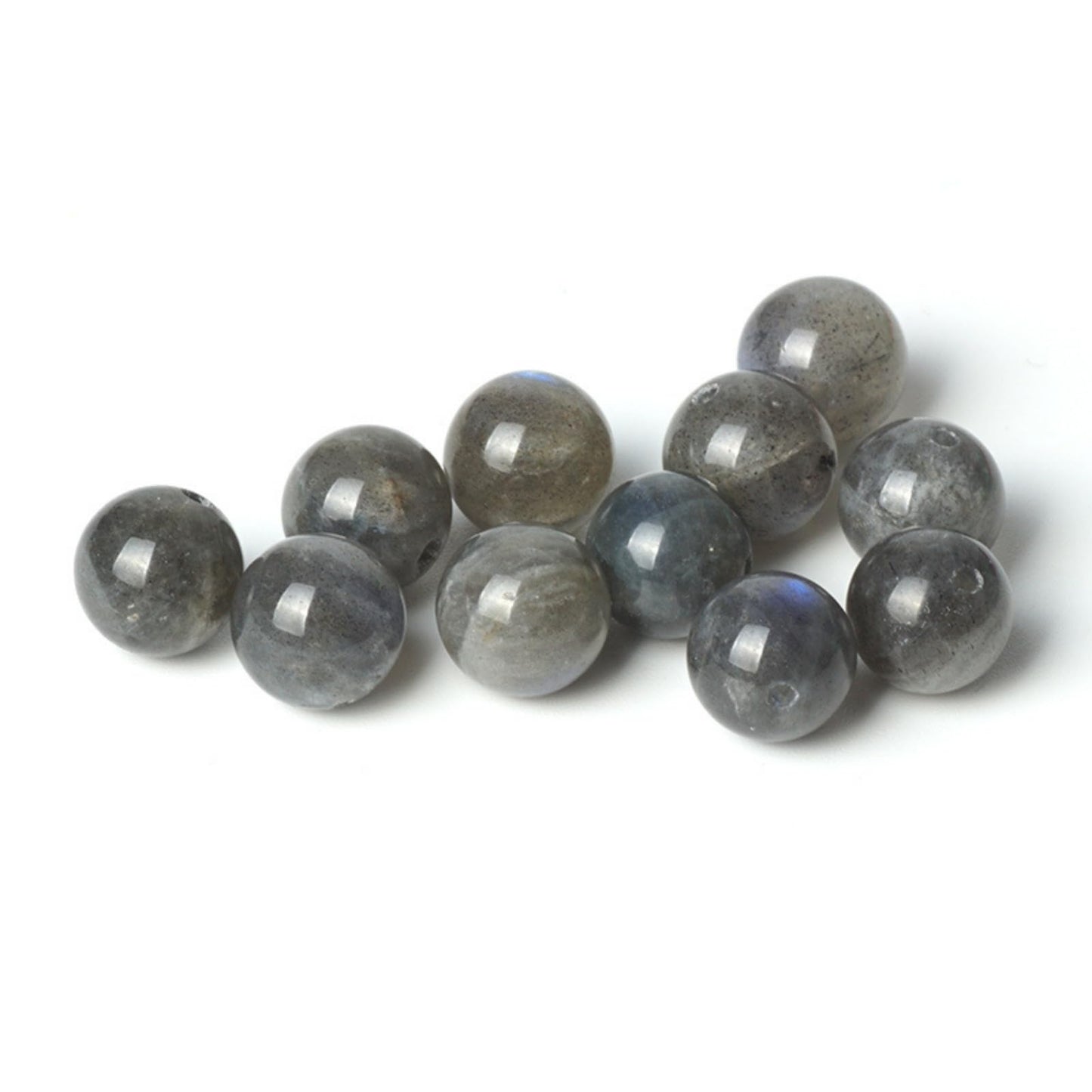 100Pcs Natural Stone 6mm Grey Moonstone Round Loose Gemstone Energy Healing Beads Hole Size 1mm DIY Smooth Beads for Bracelet Necklace Earrings Jewelry Making