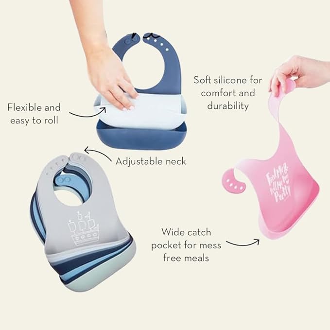 Bella Tunno Wonder Bib - Adjustable Silicone Baby Bibs for Boys, Durable and Waterproof BPA Free Silicone, Hunk
