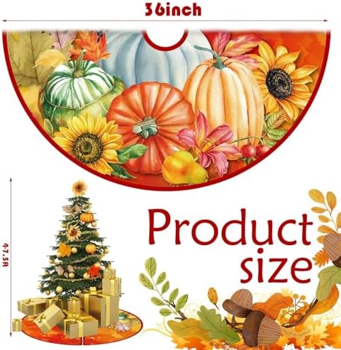 Fall Tree Skirt Christmas 36 Inch Reversible Thanksgiving Day Double Sided Print Mat Christmas Party Supplies for Home Tabletop Trees Holiday Decoration (Fall/Christmas)