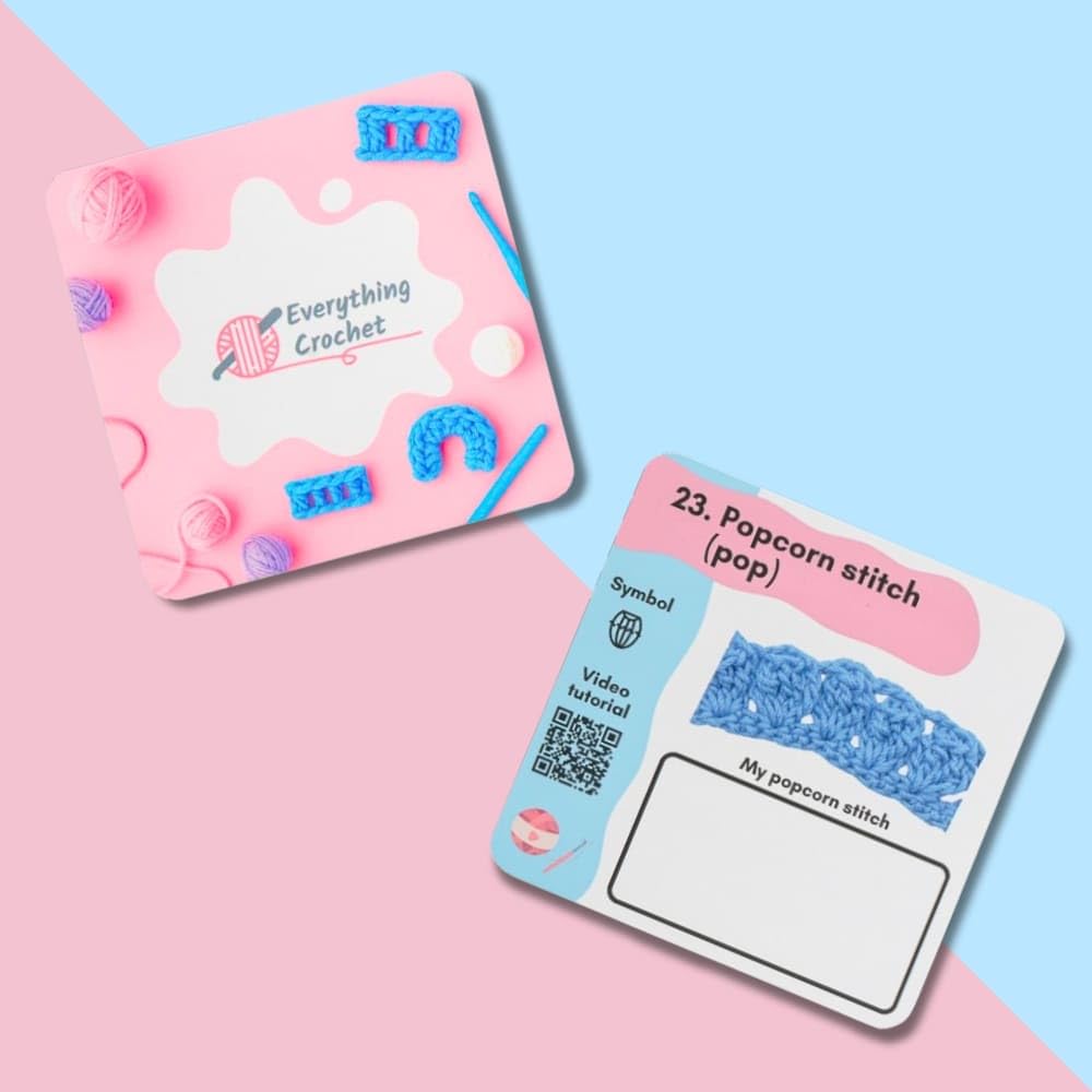 Everything Crochet Stitches Card Deck for Beginners - Learn to Crochet Kit for Adults, Kids & Newbies - 25 Stitch Cards with Step-by-Step Video Tutorials - Crochet Stitch Dictionary & Complete Course
