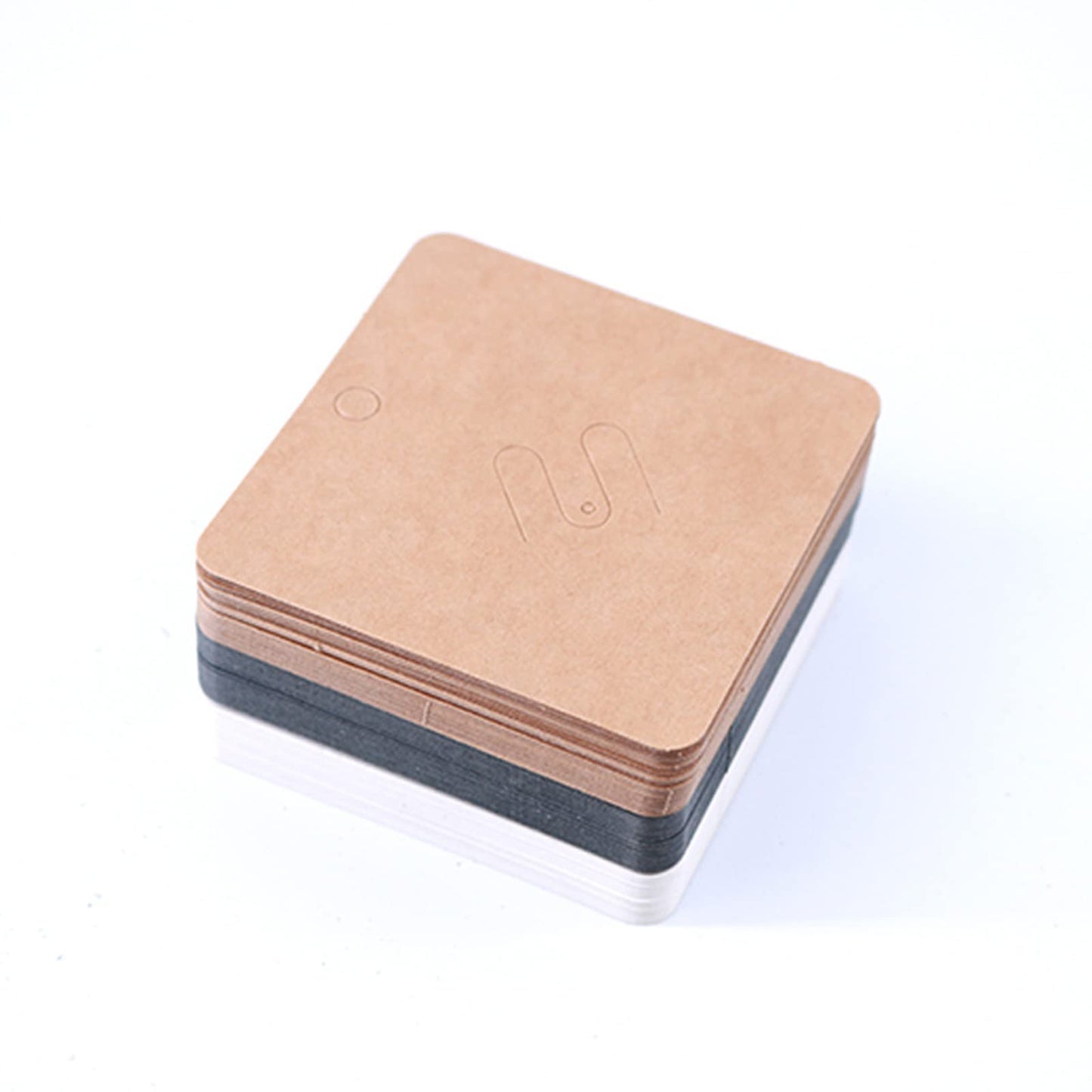 WikoNasc 100Piece Kraft Brooch Pin Cards Square Brooch Display Holder Card Brown Earring-Tag for Selling Jewelry Craft Retail