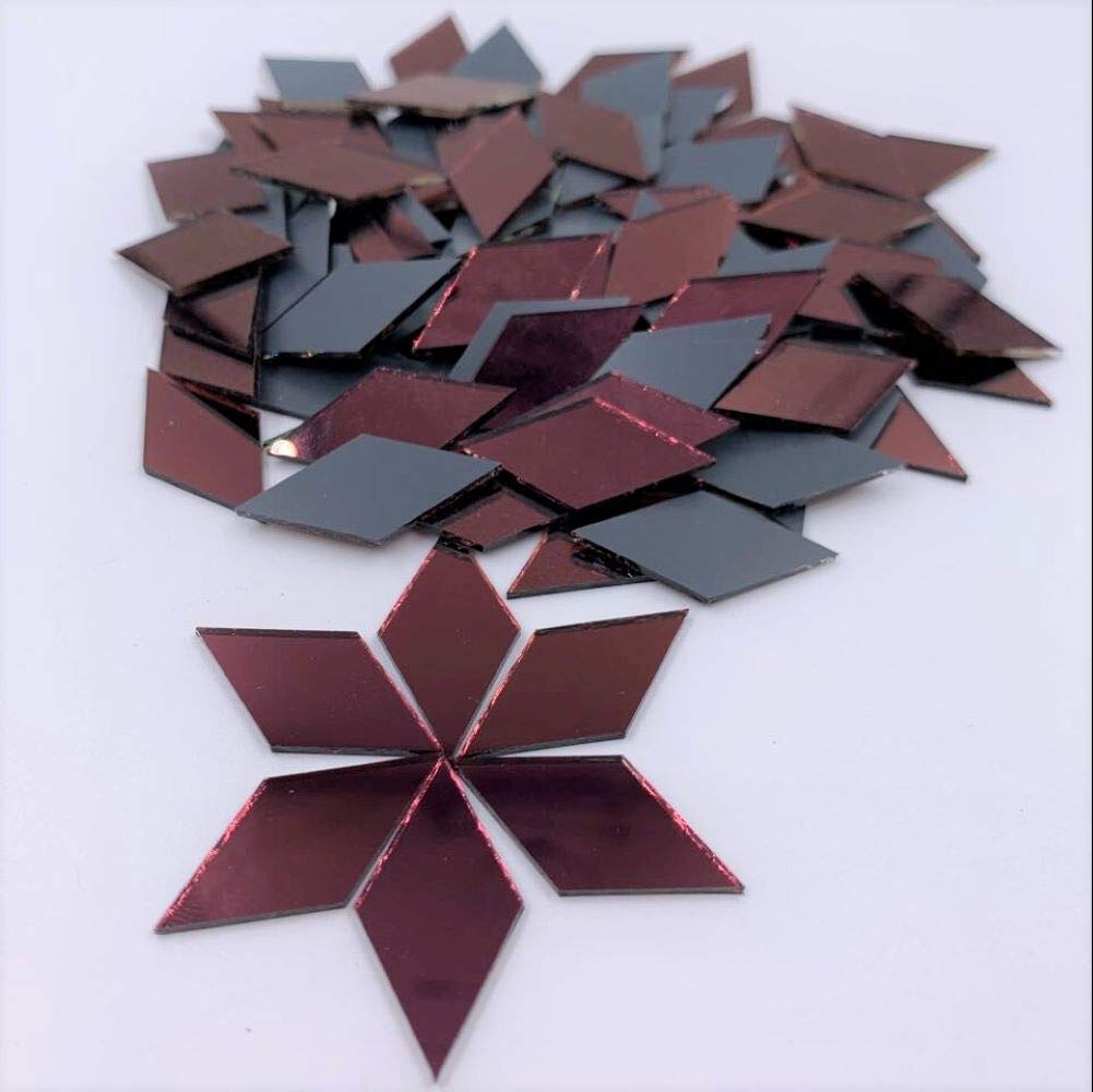 NUO RUI 200pcs 1" x 1/2" Diamond Shape Mirror Mosaic Tiles Purple Craft Mirrors