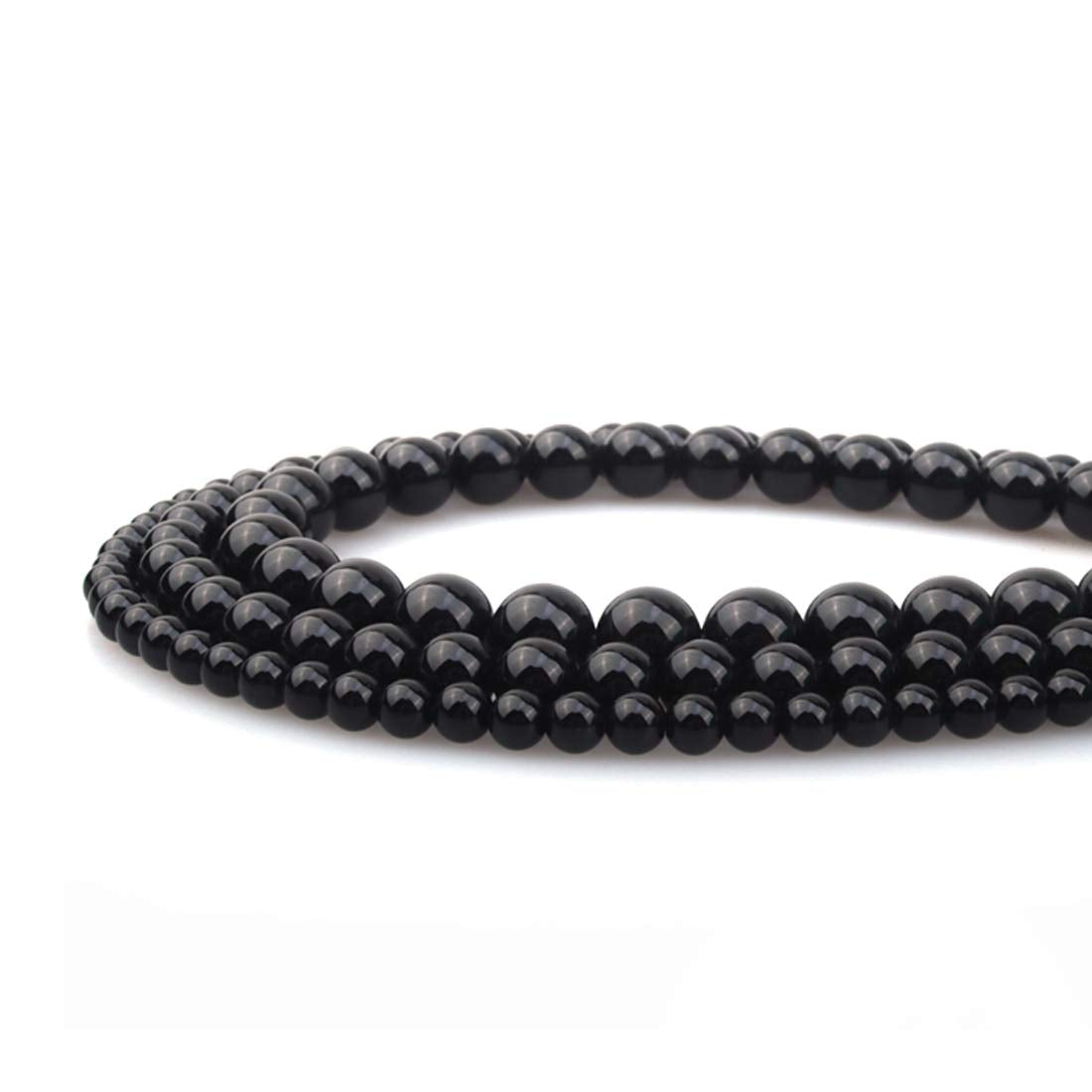 ICAI Beads 10mm Natural Black Onyx Stone Round Loose Stone Beads for Jewelry Making DIY Crafts Design 1 Strand 15" APPR.34-36pcs