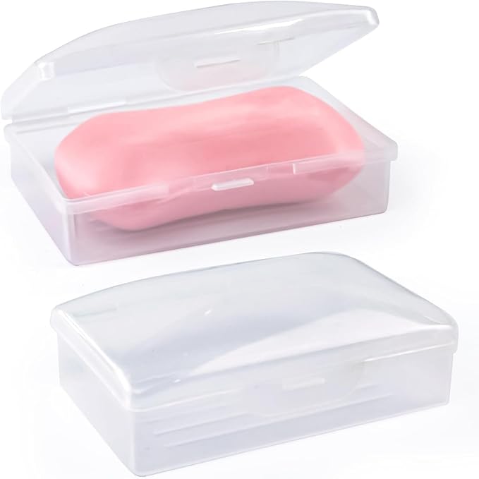50 Pcs Travel Soap Container Portable Plastic Soap Boxes Bulk with Lid Homeless Donations Bulk Gym Shower Tour Groups Hotel Outdoor Camping (White)