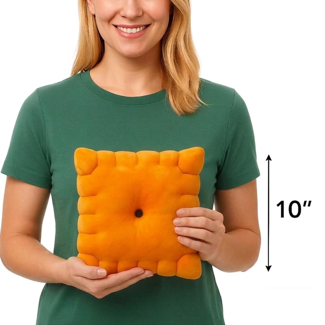 Snack Plushies Cheese Cracker Plush Pillow – 10" Soft & Huggable Stuffed Food Plush Toy – Cute Snack-Inspired Cuddly Gift for Kids & Adults