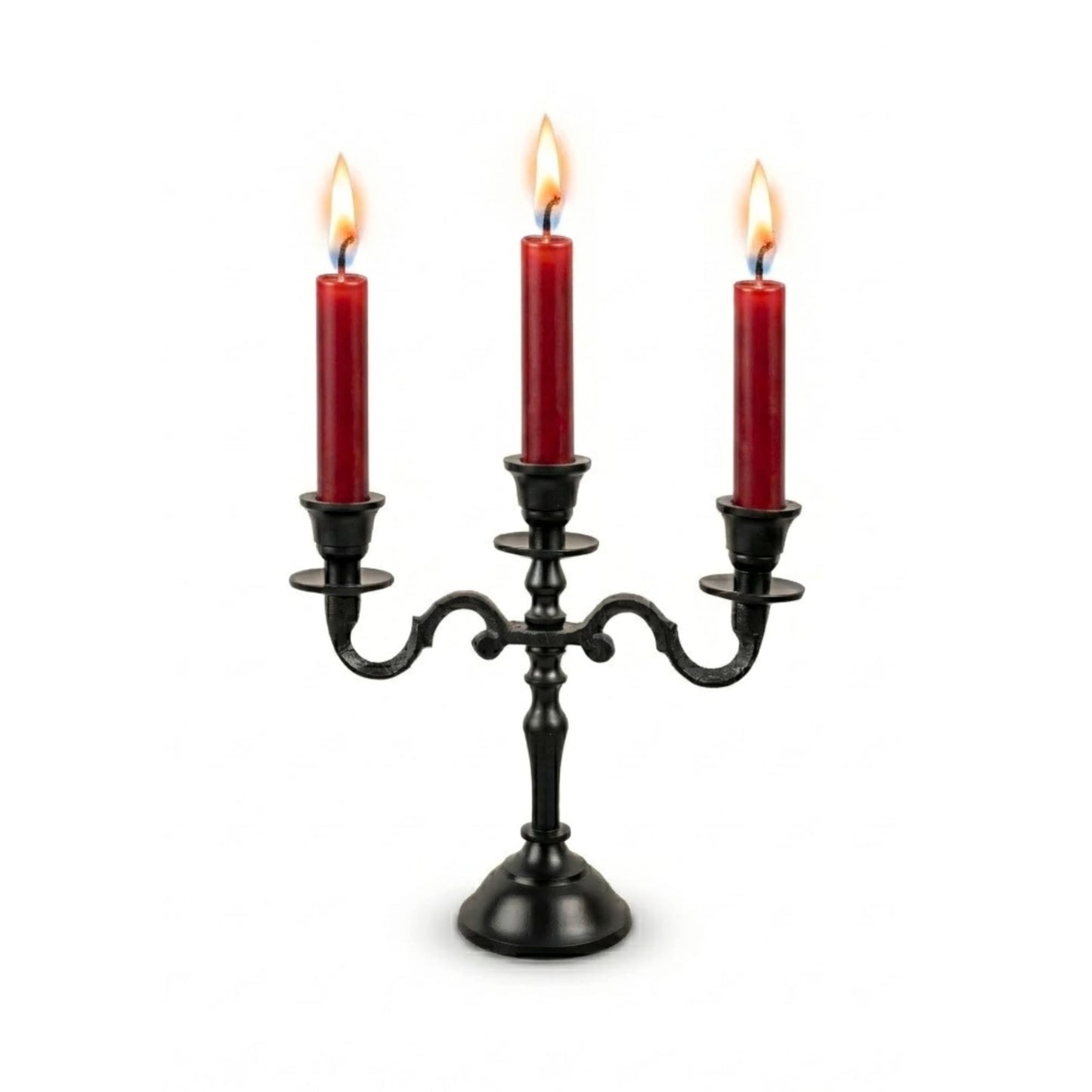 Rely+ 3 Arm Baby Candelabra Black Matte 8 Inch Taper Candle Holders Gothic Decorations Candlesticks Holder Home Decor Wedding Parties Centerpiece for Dining Table